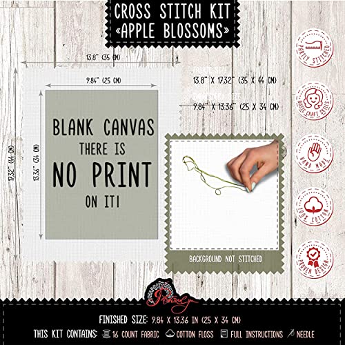 Povitrulya Counted Cross Stitch Kit ‘Apple Blossoms' – Embroidery Set - color: Apple Blossoms