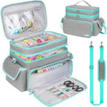 LEFOR·Z Large Sewing Supplies Organizer Bag(13 x 8 x 9 in),Sewing Basket - color: Grey/Green