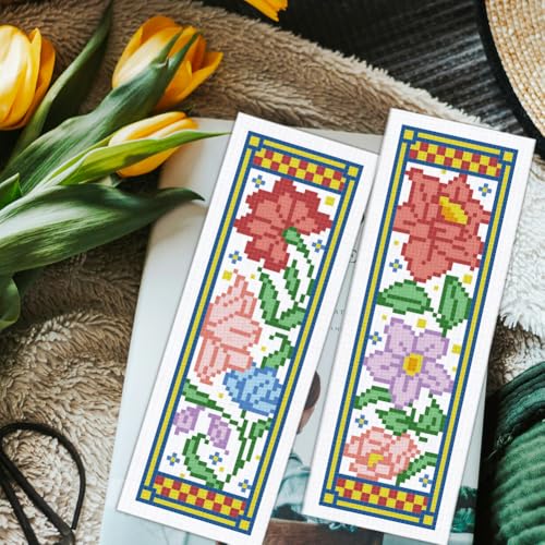 ORIGACH 6 Set Medieval Garden Flower Cross Stitch Bookmark Kit for Beginner - style: Medieval Garden Flower
