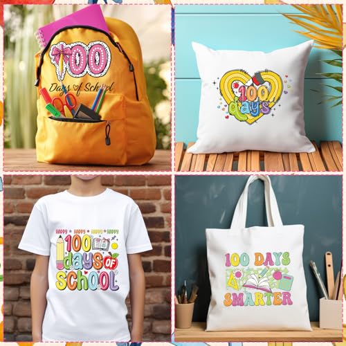 Yuntau 30 Pcs 100 Day of School Iron on Transfers Patches, DTF Vinyl Decal - style: 100 Day of School