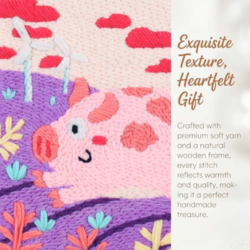 Embroidery Punch Needle kit Frame, Embroidery Starter Kits for Beginner,Punch Needle Fabric with Pattern,Threader, Yarns,Embroidery Hoops & Rug Punch (Purple) - color: purple