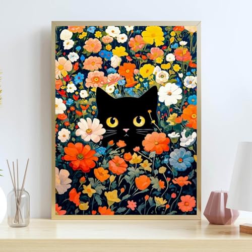 Lzyueyuan Cat Flower Stamped Cross Stitch Kits for Adults Beginner,Cross Stitch Ornament Kits Counted Embroidery Needlepoint Kits Home Decor 11.8X15.7 inch - color: Cross Stitch-1014-7