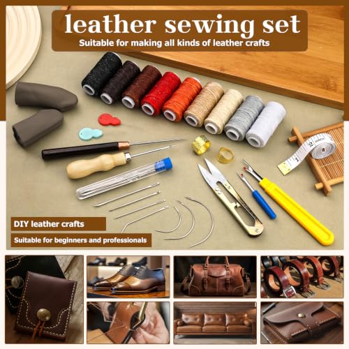 74 PCS Leather Sewing Kit Heavy Duty Sewing Kit Upholstery Repair Kit - color: 9 Colors - 74Pcs