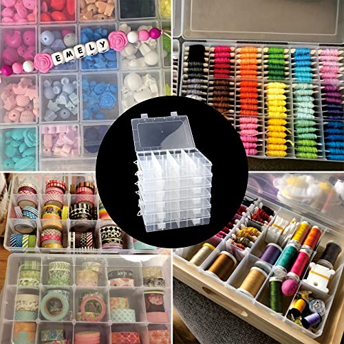 6 Pack Organizer Box with Parkical Adjustable Dividers, 12 Grids Plastic Storage Container for Jewelry, Craft DIY, Bead Organizer, Sewing, Dip Powder, Hair Accessories - size: 6 Pack 12 Compartment Organizer Box