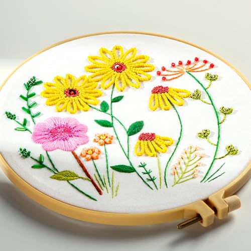 HTVRONT Sparkling Bead Embroidery Kit, 3 Sets, for Creative Decor - color: Yellow Flower Mixed Embroidery