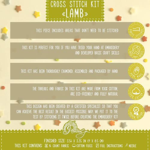 Counted Cross Stitch Kit 'Lamb' - DIY Embroidery Set with a White Sheep - color: Lamb