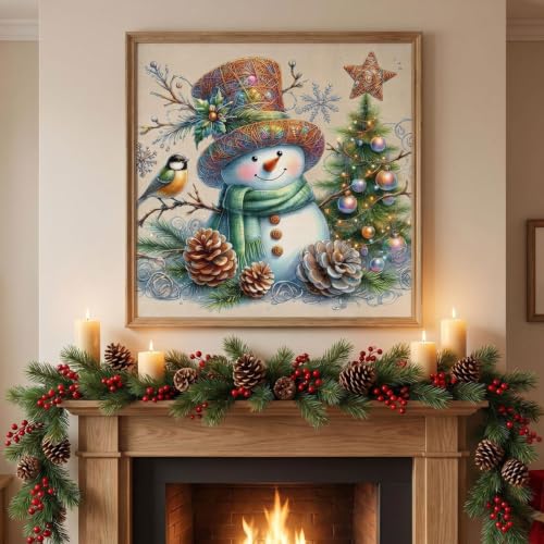 WUSARPLY Christmas Snowman Stamped Cross Stitch Kits for Beginners Adults - color: J188