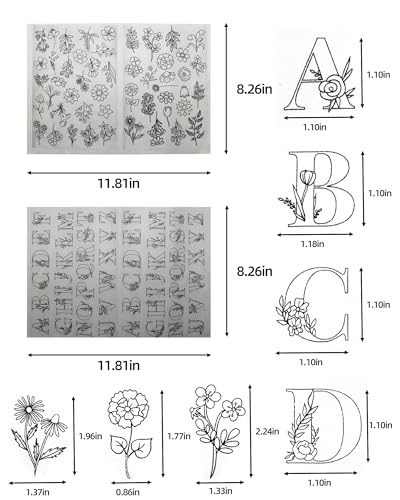 102pcs Water Soluble Hand Sewing Stabilizers，Embroidery Stick and Stitch Embroidery Paper Wash Away Stabilizers，for Embroidery Stabilizers Flower Patterns，for Hand Sewing Lover Beginners.letter&Flower - color: Letter/Letter*1