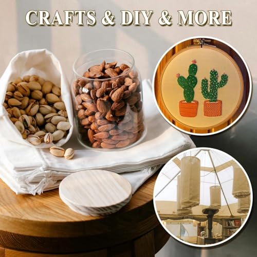 100% Cotton Fabric, 63 Inch X 2 Yards Unbleached Muslin Linen Fabric by The Yard, Medium Weight Draping Fabrics Suitable for Sewing Embroidery, Garments, Crafts Material-Natural