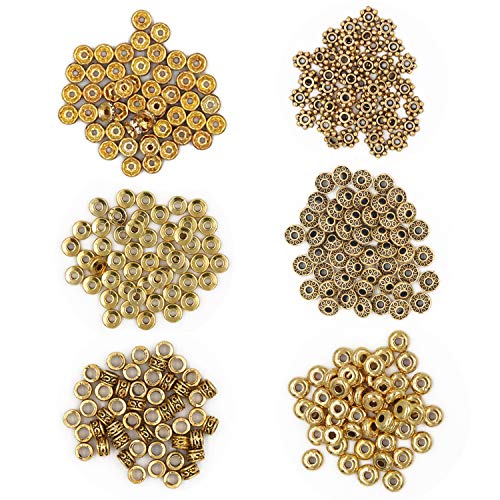 EuTengHao 600pcs Spacer Beads Jewelry Bead Charm Spacers Alloy Spacer Beads for Jewelry Making DIY Bracelets Necklace and Crafting (12 Styles,Silver and Gold)