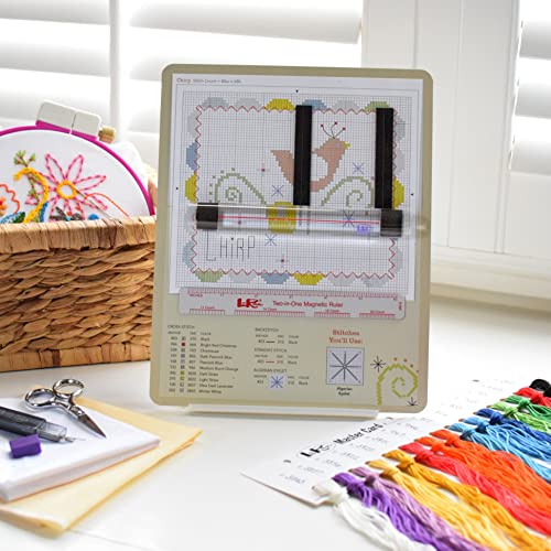 Dritz Magnet Board & Ruler, 8 x 10 Inch Cross Stitch Pattern Holder