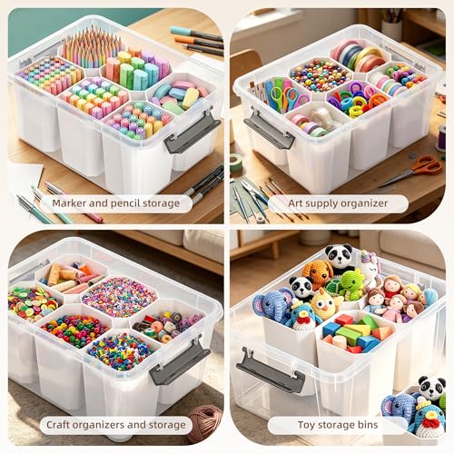 Citylife 17QT Craft Organizers and Storage bins with Lids, Marker Organizer - size: 1 Pack-17 QT