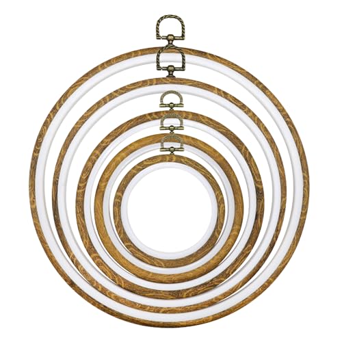 Faylapa 5Pcs 3.9 inch to 10 inch Round Embroidery Hoop Set - size: 5pcs Round