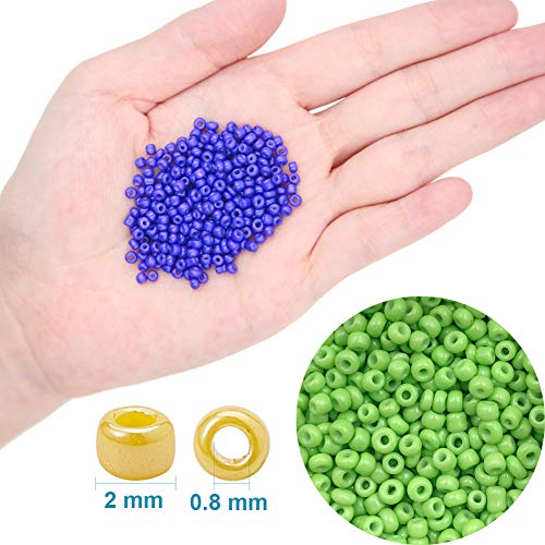 EuTengHao 14400pcs Glass Seed Beads Small Craft Beads for DIY Bracelet Necklaces Crafting Jewelry Making Supplies with Two 0.5mm Clear Bracelet String (600Pcs Per Color, 24 Colors) - color: Light Color