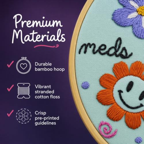 FUNATIC Give Us This Day Our Daily Meds Funny Embroidery Kit for Adults - color: Daily Meds