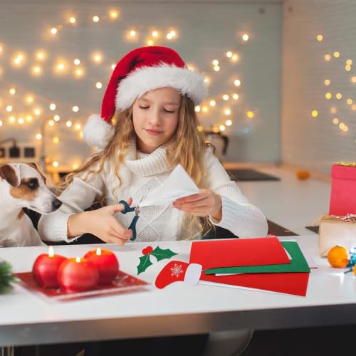 Outus 15 Pcs Christmas Colored Felt Sheets 11.8" x 8.2" Soft Felt Fabric Sheets for Craft Red Green White Felt Fabric for Holiday DIY Crafts Sewing Art Christmas Decoration,1 mm Thick