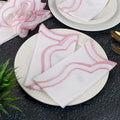 NATURALCRAFT Scalloped Cloth Napkins 18x18 in - White Edges Blush Pink - color: White Napkin With Blush Pink Edges, size: 18" x 18" (Set of 4)