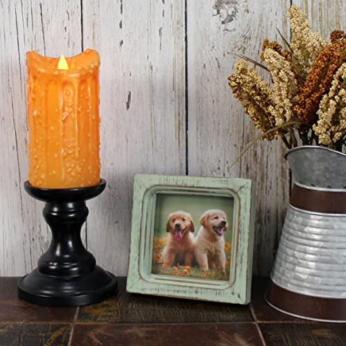 CVHOMEDECO. 4x4 Picture Frame Made of Solid Wood High Definition Glass Rustic Vintage Designs Small Photo Frame for Tabletop Display and Wall Mounting, Distress Teal - color: Distress Teal A, size: 4" X 4"