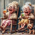 DYAIANGMU Granny Stamped Cross Stitch Kit for Adults 13.7x13.7 inches - color: red-24
