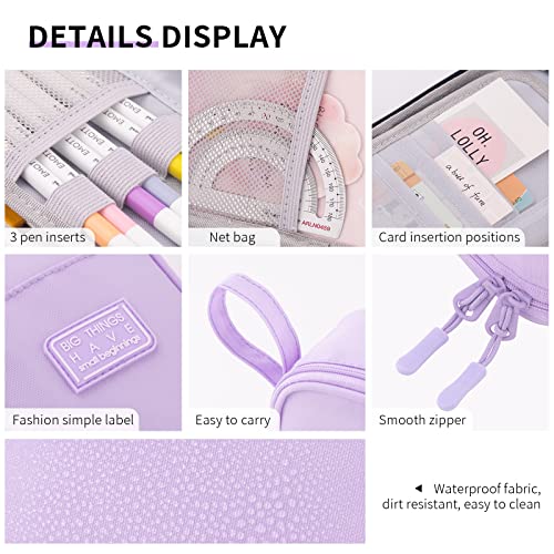 CICIMELON Durable Pen Pencil Case Big Storage Pen Pouch Bag for School Supplies Office College Teen Girls Adults, Purple - color: purple