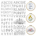 Rngmsi 4 Sheets Flower Alphabet Embroidery Patterns Water Soluble - color: Flower Alphabet