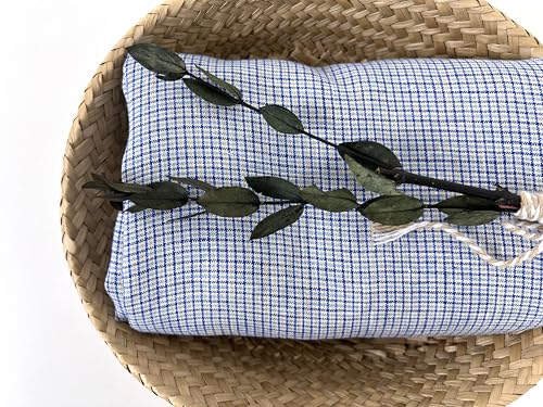 100% Linen Fabric – Checks & Plaids, Lightweight, Soft Pre-Washed – 51-52” Wide – Perfect for Sewing, Quilting, Apparel & Home Projects (3 Yard pre Cut, Mini Gingham Blue 7340) - size: 3 yard pre cut