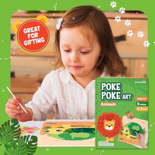 jackinthebox Poke Art Animals Crafts Kits for Kids, Boys & Girls, Ages 4-8 - style: Animals