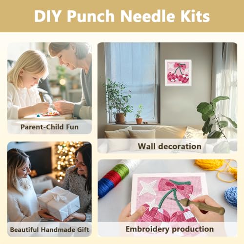 DOODLREAM Cherry Disco Ball DIY Punch Needle Embroidery Kit for Beginner - color: Cherry Disco Ball
