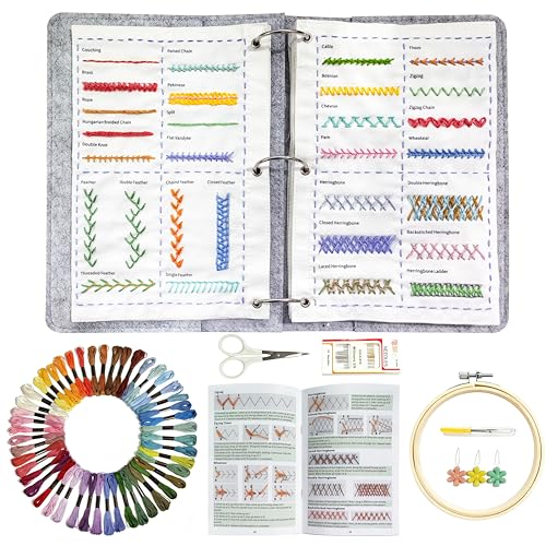 NIUGRECF Embroidery Stitch Book with Complete Tools & Step-by-Step Guide