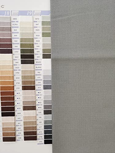KCS 4/6 pc of 12" x 18" 18CT Counted Cotton Aida Cloth Cross Stitch Fabric (4 pc, Medium Grey) - color: Medium Grey, size: 4 pc