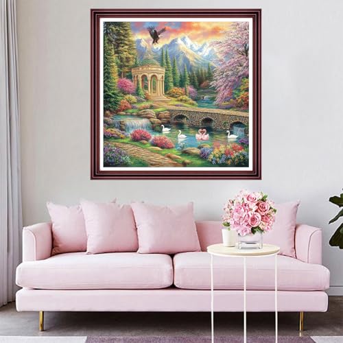 Funchey Counted Cross Stitch Kits for Adults Needlepoint Kits Unprinted Cross Stitching Embroidery Kit 11CT Cross Stitch Supplies-Wonderland Scenery 18x18 inch - color: ArtsKit14