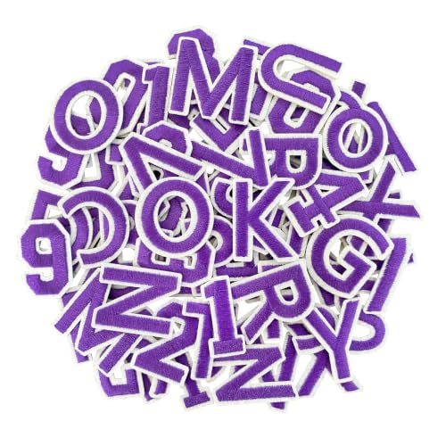 72 Pcs Iron On Letters & Numbers Patches for Tote Bags Hats Clothing Purple - color: Purple, size: Letters & Numbers