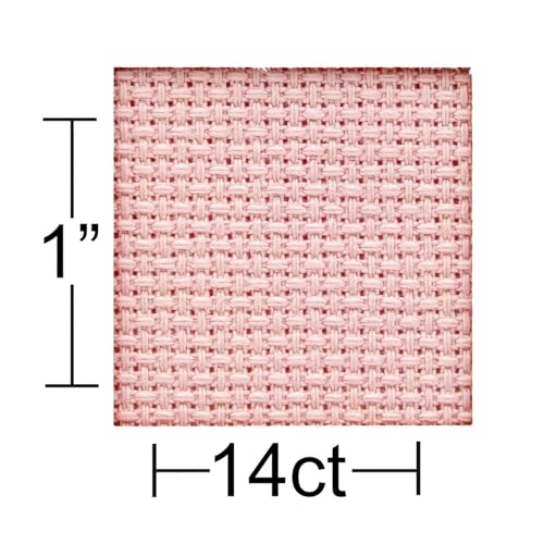 Essentials By Leisure Arts Aida Cloth, 14 Count, Medium Pink, Cross Stitch Fabric, Embroidery Fabric, Cross Stitch Supplies for Crafting, Stitching, and Sewing Projects 15X18