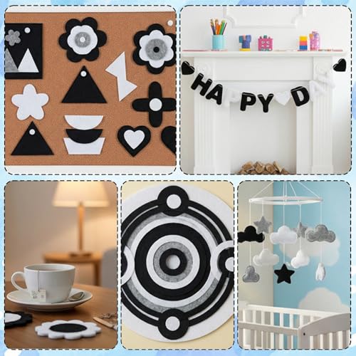 Ymapinc 10PCS Felt Fabric Sheets - 11.69 x 7.80 Inch Black & White - color: Black+white
