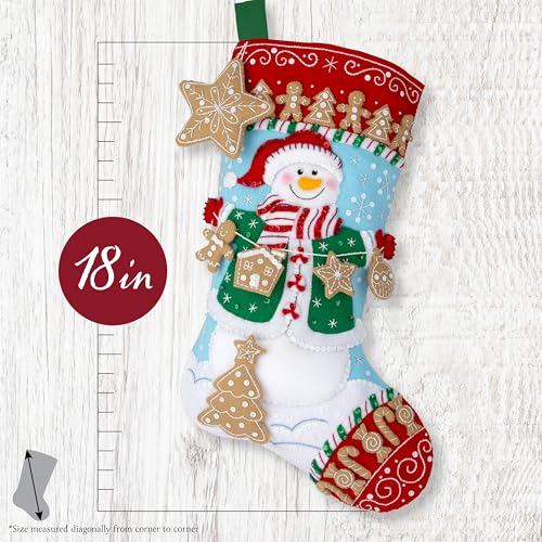 Bucilla Felt Applique 18" Stocking Making Kit, Jolly Gingerbread Snowman, Perfect for DIY Arts and Crafts Projects - style: Stocking