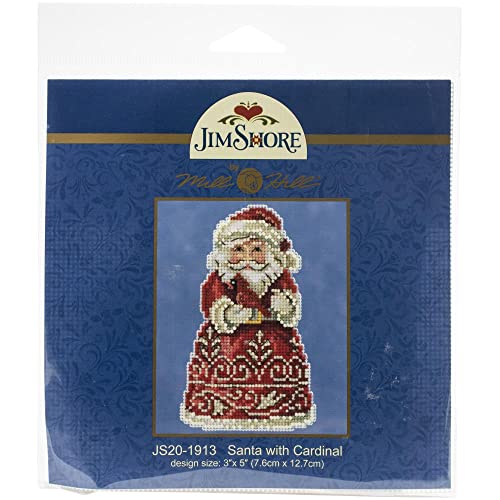 Santa with Cardinal Counted Cross Stitch Ornament Kit Mill Hill 2019 Jim Shore JS201913