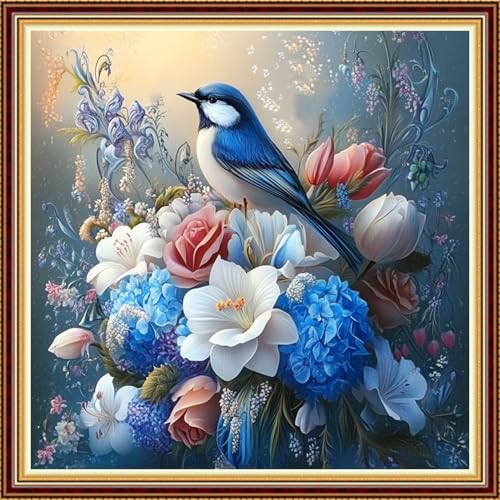 Fanxvivy Stamped Counted Cross Stitch Kits for Adults Printed Cross-Stitch Patterns 11CT Stamped or Counted Cross Stitching Embroidery Kit Needlepoint Kits-Colorful Flowers and Birds 18x18 inch - color: Artkits08