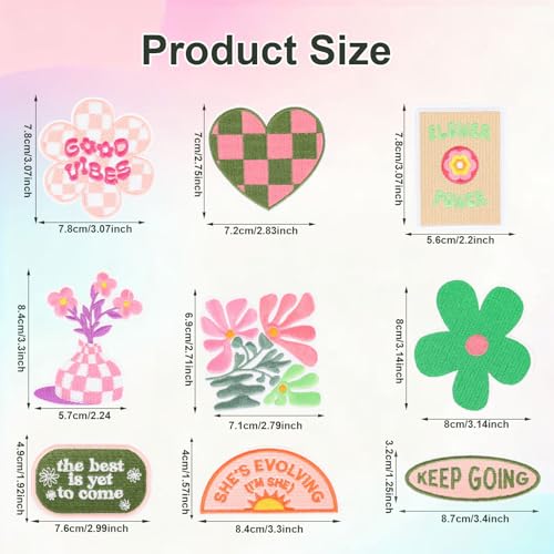 20 PCS Danish Pastel Embroidered Iron On Patches for Clothes,Girly Cute Aesthetic Sew On Applique Patch for Women,Boho Positive Affirmations Embroidery Patches for Hat,Backpack,Jackets,Jeans - color: Danish Pastel