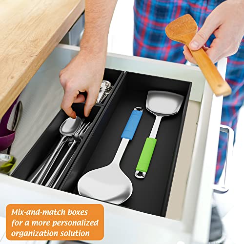 Black Bamboo Drawer Organizer 6"x 3", Utensil Holder for Kitchen Drawer - color: Black, size: 6*3*2.5 inch