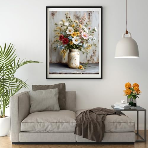 Moohue 14ct Counted Stamped Cross Stitch Kits for Adults Flowers Printed Cross Stitch Patterns Art Crafts Cross Stitch Supplies (Flowers 7) - color: Flowers 7