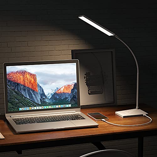Vansuny Eye-Caring LED Desk Lamp, Reading Light with USB Charging Port - color: White USB Charger