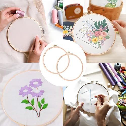 Mormchlots 2Pcs 7 Inch Wood Embroidery Hoops - size: 7 inch