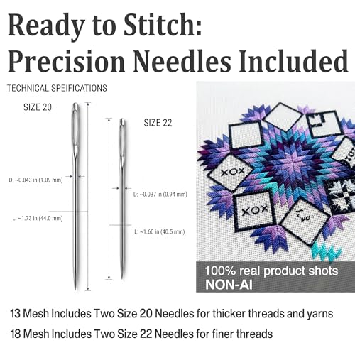 2 Pack 13 Mesh Needlepoint Canvas, 20" x 18" Cotton Blank Canvas - color: 13 Mesh-18*20"-2P