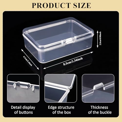 8 Pieces Plastic Storage Containers for Pearls Rhinestones, Rectangle Clear Organizer Case for Craft Supply, Beads, Nail, Art, Small Items (3.34 x 2.4 x 0.98 Inch) - size: 3.34 x 2.4 x 0.98 Inch