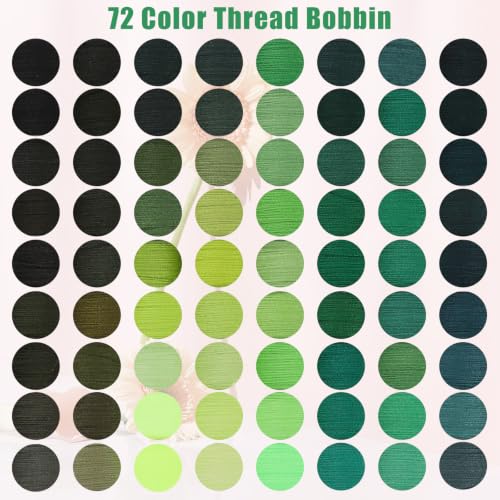 72 Pcs Pre-Wound Bobbins Sewing Thread 72 Colors (Green) - color: Green