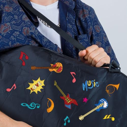 BENECREAT 4 Sheets 76Pcs Music Water Soluble Embroidery Patterns, Guitar Hand Sewing Stabilizers Stick and Stitch Embroidery Paper for Embroidery Beginners, Shirts, Coats, Bags, Towels - color: Music
