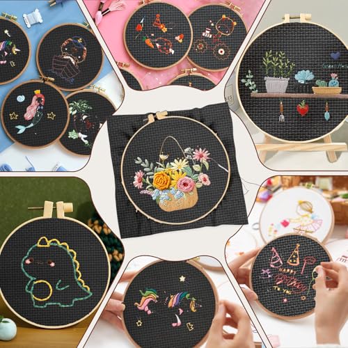 10 PCS Black Aida Cloth 14 Count Cross Stitch Fabric (13.8×13.8 Inch) - size: 13.8×13.8 Inch