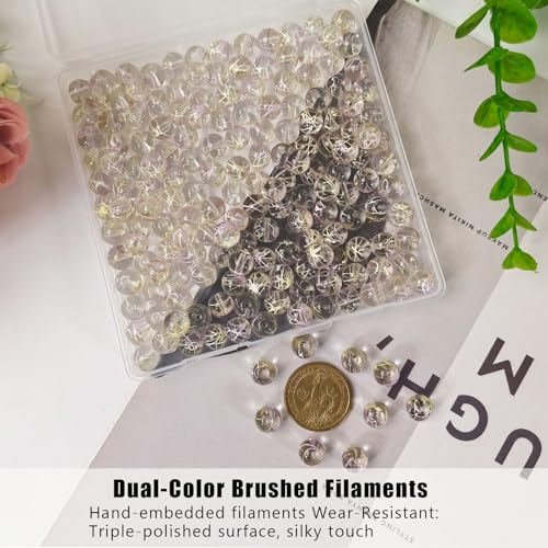 10mm Hand-Drawn Glass Beads Bulk 160pcs Yellow Purple Round - color: Yellow&Purple 10mm