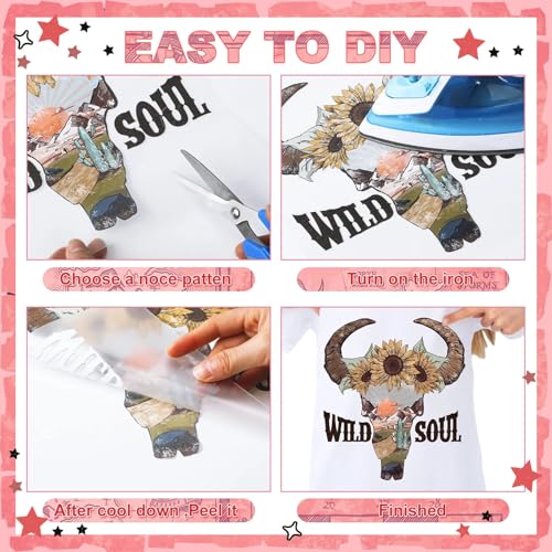 Yuntau 30 Pcs Western Iron on Transfers Patch, Cowgirl DTF Vinyl Decal - style: Cowgirl
