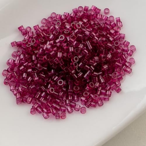 John Bead 25g Cylin Beads Transparent Red Wine 11/0 Glass Cylindrical Seed Beads for Jewelry Bracelets Necklaces Earrings Making Embroidery - color: Transparent Red Wine